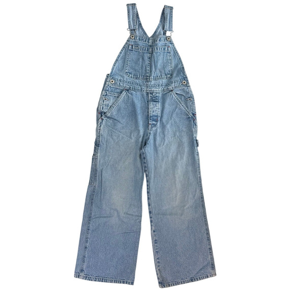 Vintage 90s GAP Girls Denim Overalls Size M Wide Leg Adjustable Straps - Picture 2 of 10